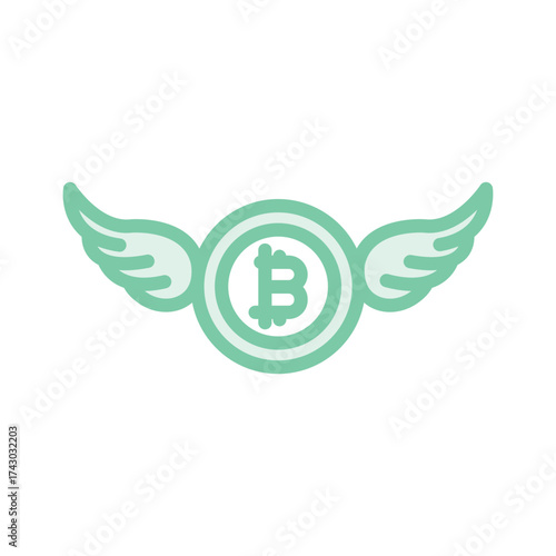 Bitcoin Wing duotone line icon , vector, pixel perfect, illustrator file 
