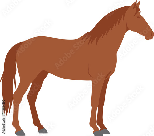 Simple Isolated Brown Horse Stallion Illustration Farm Animal Icon