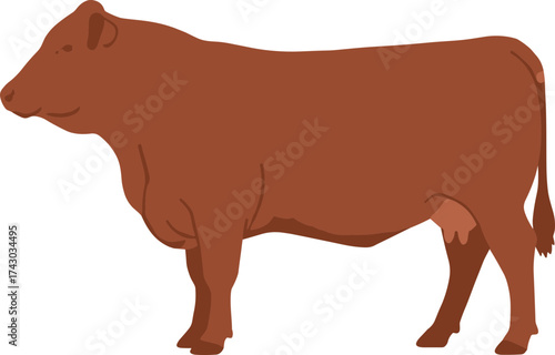 Simple Flat Brown Cow Farm Animal Livestock Illustration Graphic