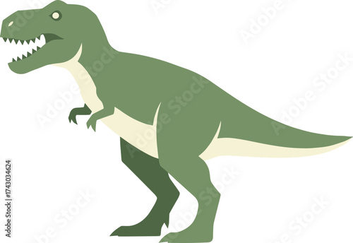 Simple Geometric Tyrannosaurus Rex Dinosaur Full Body Illustration