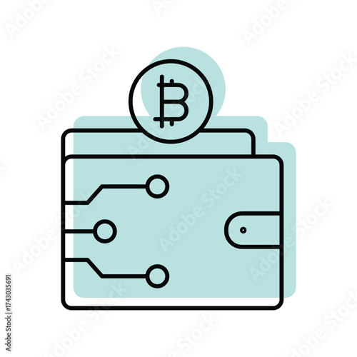 Digital Wallet color shadow thinline icon , vector, pixel perfect, illustrator file 
