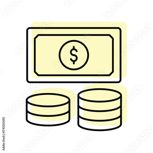 Dollar Currency color shadow thinline icon , vector, pixel perfect, illustrator file 
