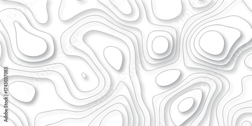 White and gray wave line circle abstract vector Topographic canyon geometric map texture. modern papercut style poster, banner design...	
