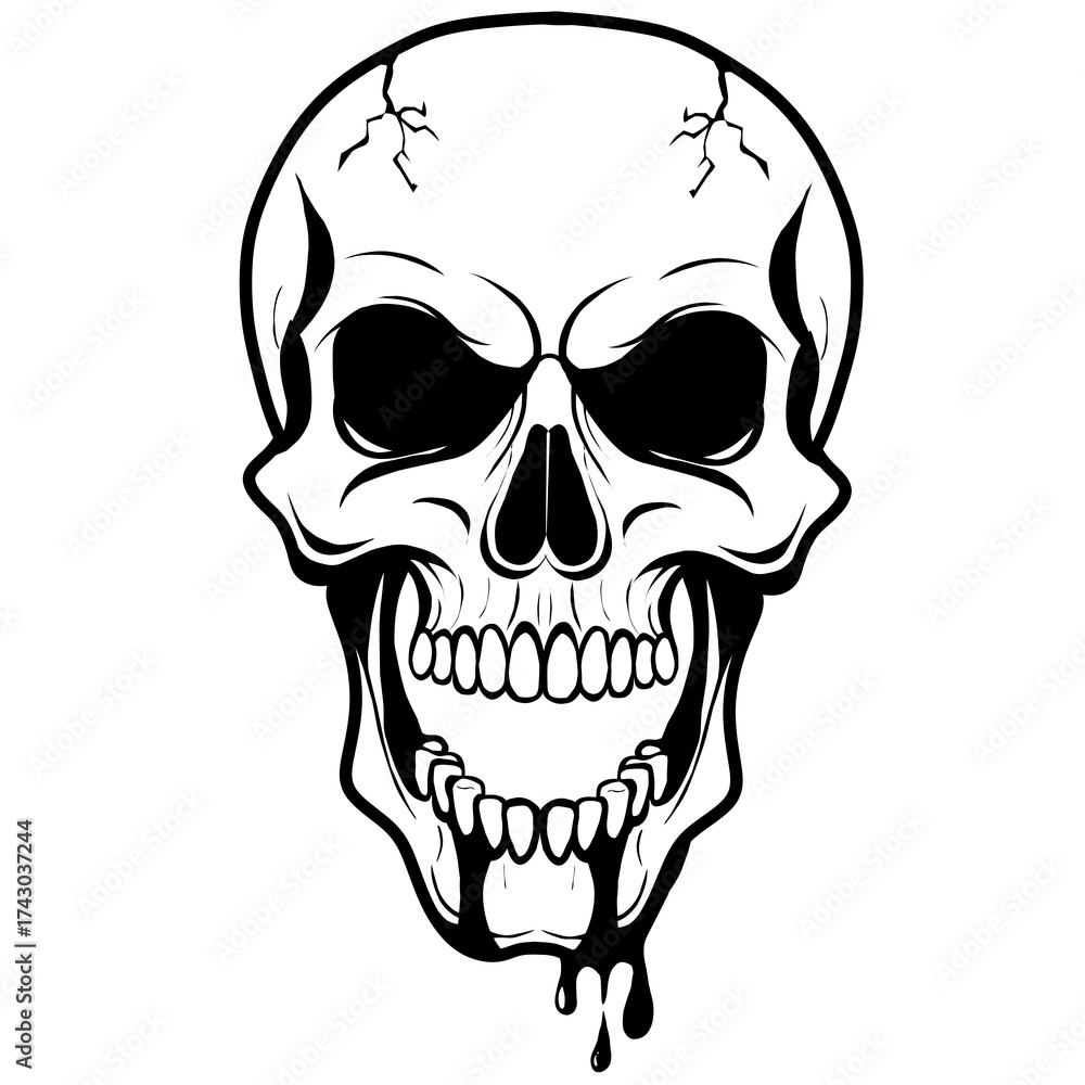 Fototapeta premium Scary Halloween Skull with Dripping Blood