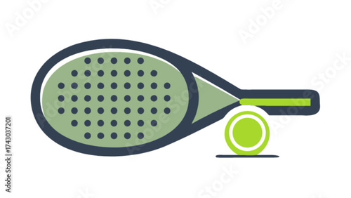 Padel tennis equipment vector illustration featuring racket and ball for sports and recreation design use