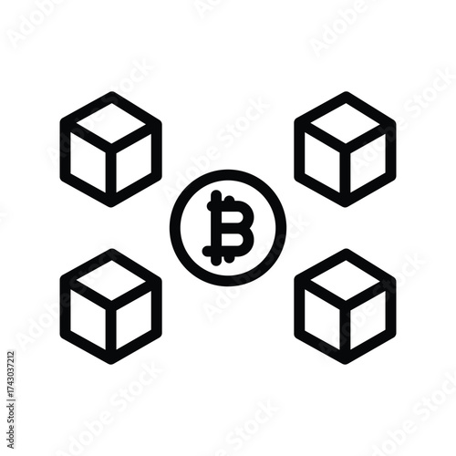 Bitcoin Cube line icon , vector, pixel perfect, illustrator file 
