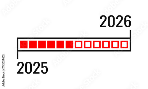 2025 to 2026 loading progress bar, white background vector illustration