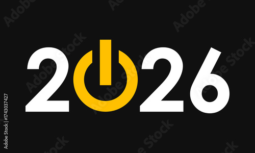 2025 new year poster, switch power on vector concept