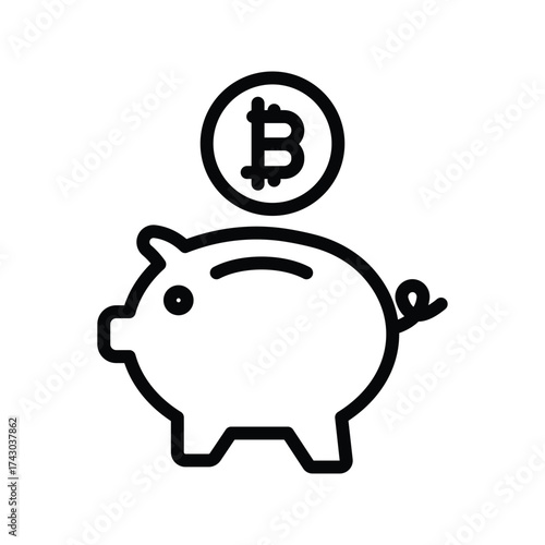 Bitcoin Piggy bank line icon , vector, pixel perfect, illustrator file 

