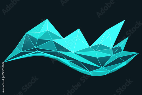 glowing polygonal surfaces creating a wave pattern