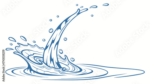 Illustration of water splash vector design, liquid motion graphic element, water drop effect clip art