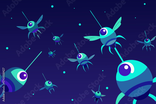 nanobot swarm forming shapes in mid air under uv l