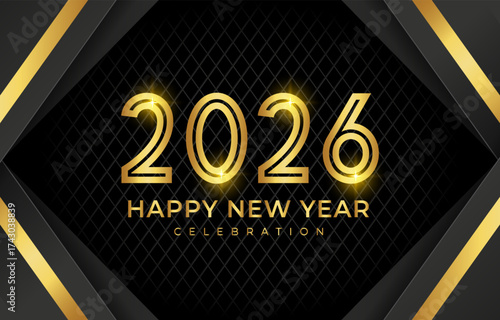 new year 2026 background with golden and shiny text