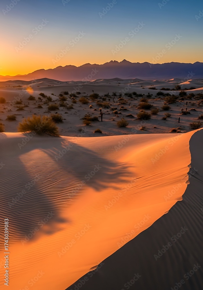 Obraz premium Sunrise Desert Sand Dunes Landscape.
