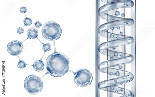 science glass tube background and molecule