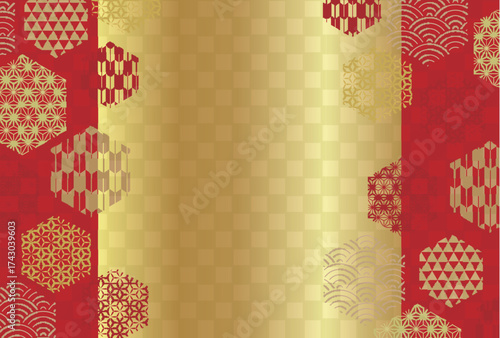 和柄　年賀状　金　背景	