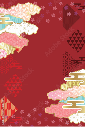 和柄　年賀状　金　背景	
