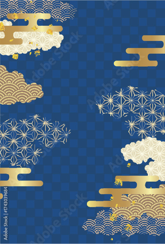 和柄　年賀状　金　背景	