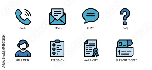 Customer Support Contact Options Icons Call Email Chat and More