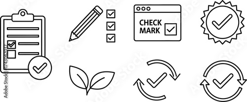 Check mark icon set vector illustration outline design art