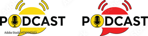 Podcast logo design template for audio and video broadcasting