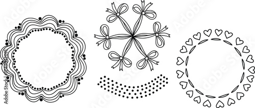 Vector floral frames borders cliparts hand drawn decorative set