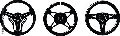 Steering wheel vector set car auto racing design illustration