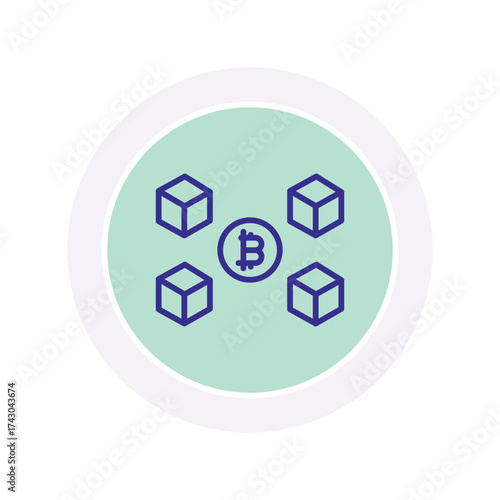 Bitcoin Cube color circle icon , vector, pixel perfect, illustrator file 
