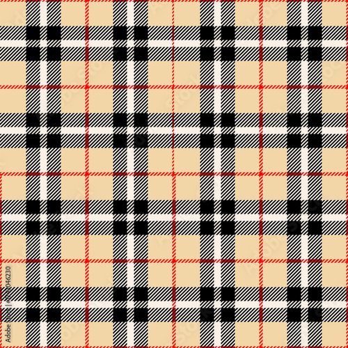beige tartan seamless vector pattern, english colors plaid, school or casual dress fabric