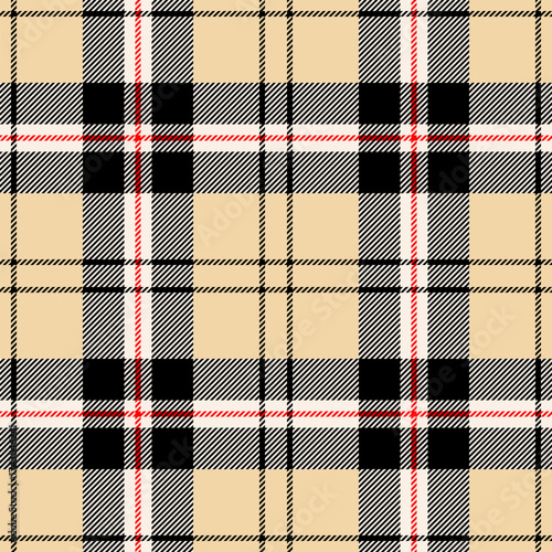 beige tartan seamless vector pattern, english colors plaid, school or casual dress fabric