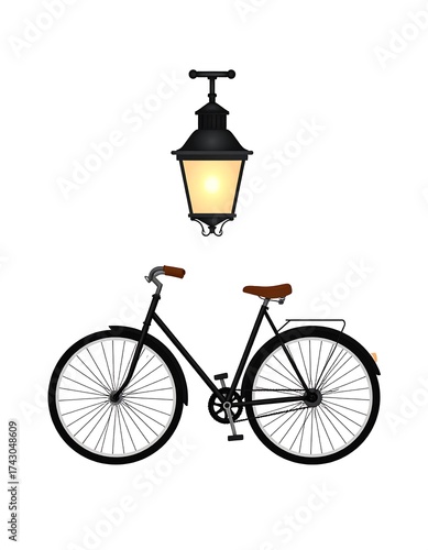 Retro bicycle and lamp
