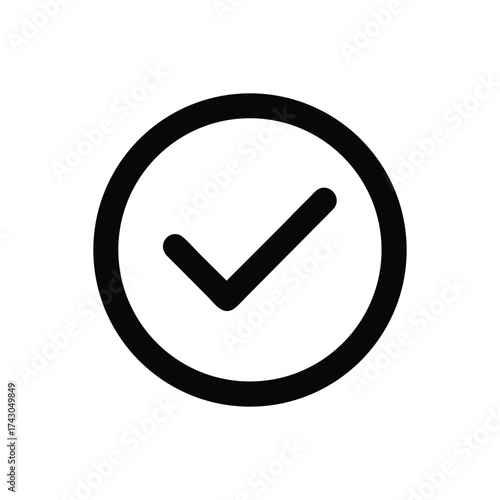 Minimal Black Checkmark Confirmation Icon in Circle