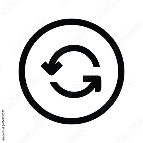 Minimal Black Refresh Reload Icon in Circle
