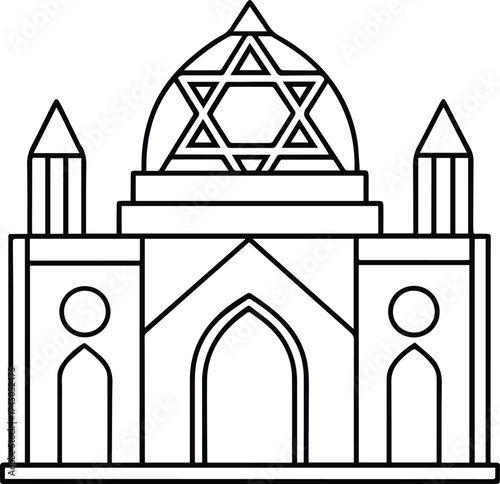 synagogue outline vector illustration line art