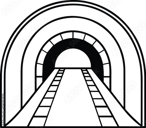 tunnel outline vector illustration line art