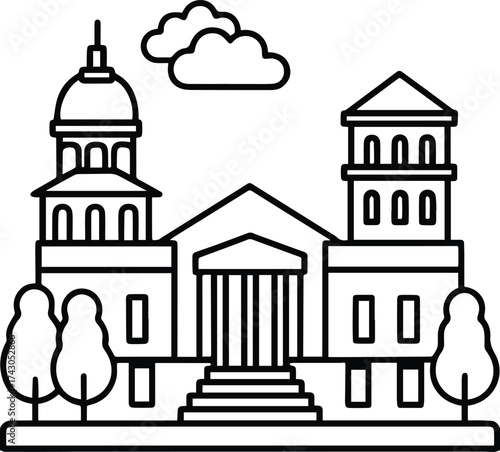 university building outline vector for education and design