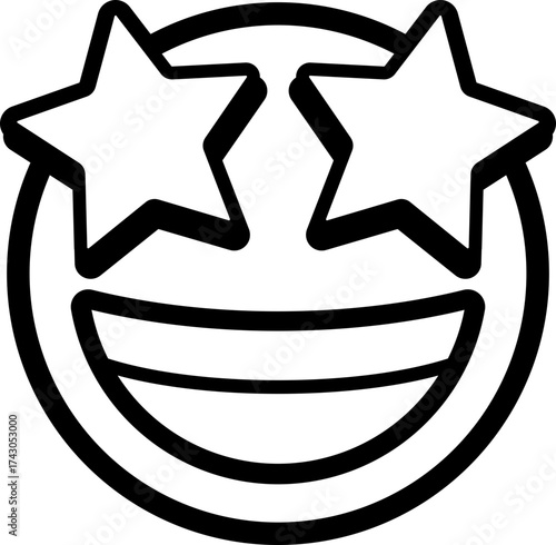 Φωτογραφία Black awestruck emoji - outline
