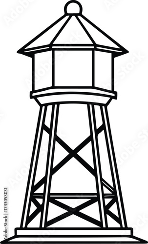 water tower outline vector for industrial and utility design
