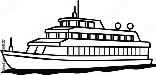 passenger ferry outline vector for transport and travel design