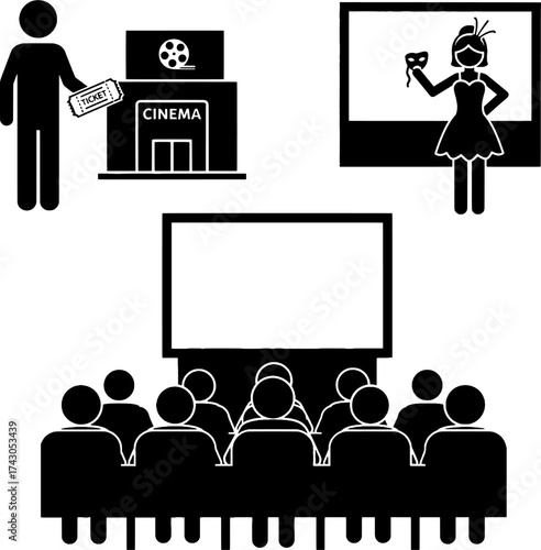 Cinema, Theater, and Entertainment Icon Set