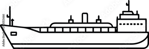 tanker ship outline vector for marine and industrial design