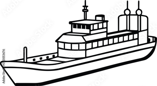 tanker ship outline vector for marine and industrial design