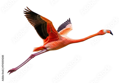 Flamingo in flight isolated on transparent background