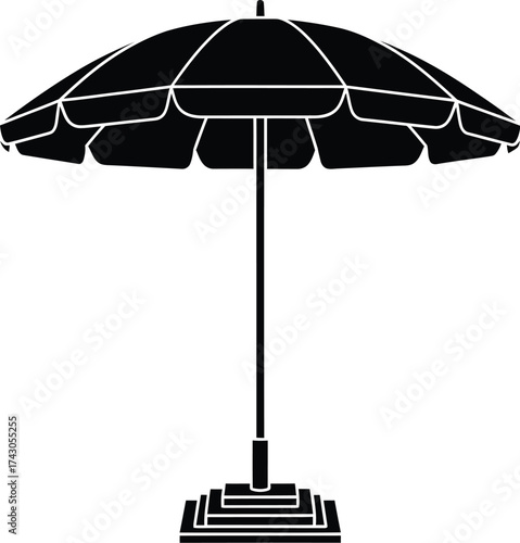 Black umbrella vector illustration beach sunshade parasol design