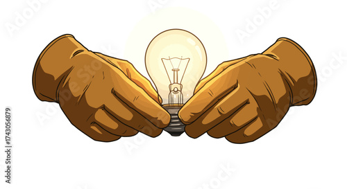 Hands cradle a glowing light bulb, symbolizing innovation, creativity, and the birth of new ideas