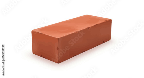 A single, solid, rectangular red clay brick, perfect for construction and DIY projects, isolated on a white background