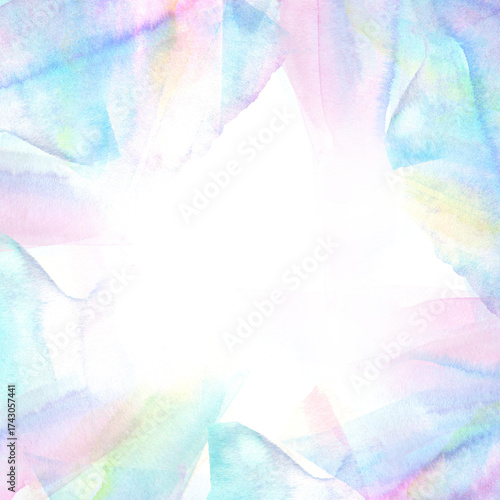 オーロラのような水彩フレームイラスト