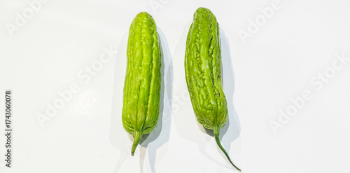 Bitter melon (Peria) White vegetable background
