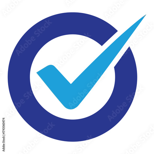 Icon vector art of blue circle with a cyan check mark inside