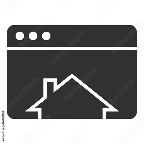 Icon vector art of online real estate search icon with house symbol on browser window